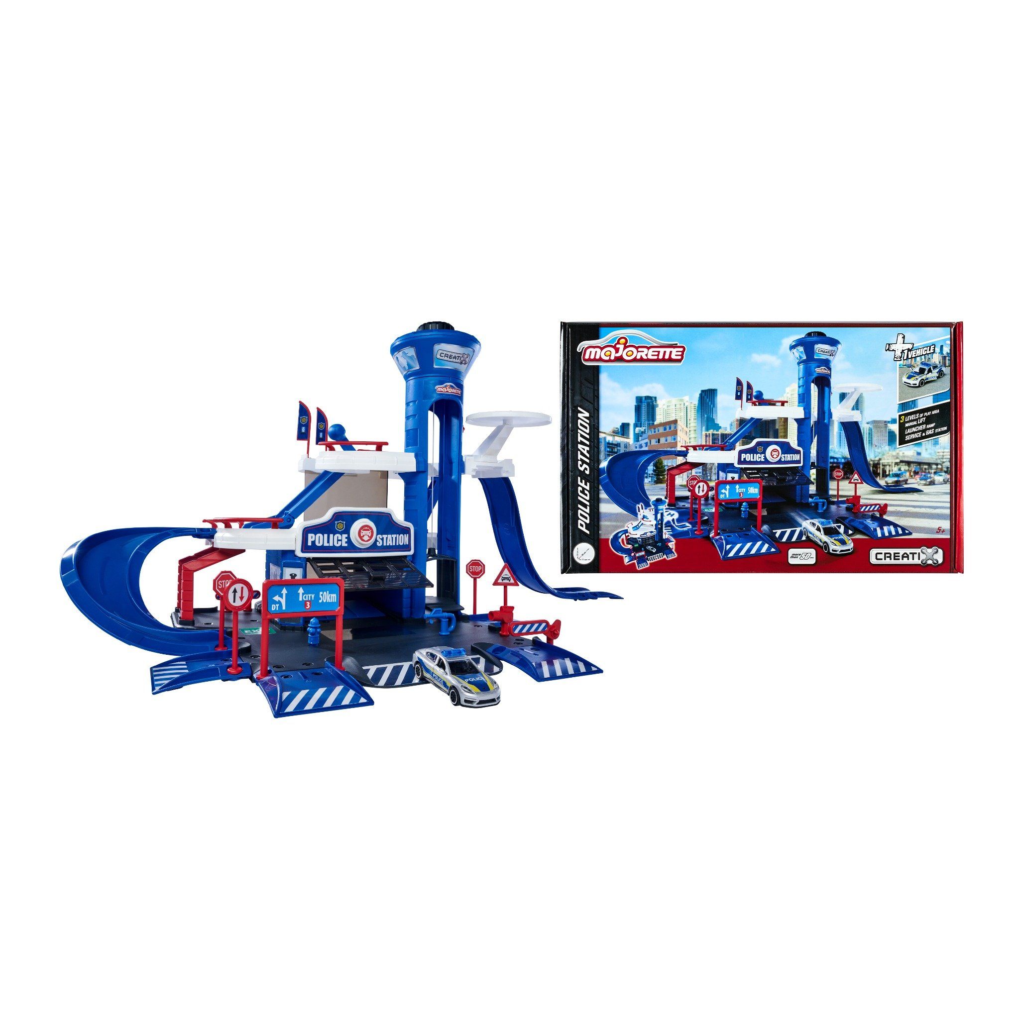 212050036 Bộ Đồ Chơi Xe Mô Hình Cảnh Sát MAJORETTE Creatix Police Station