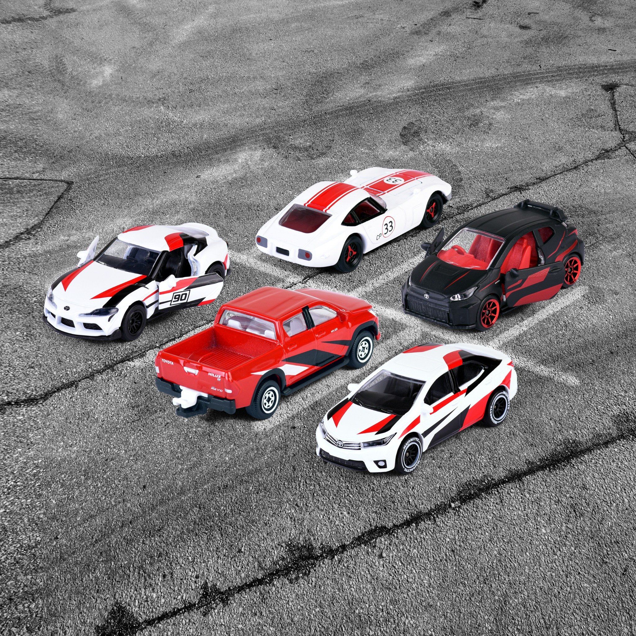 212053189 Bộ 5 Xe Mô Hình MAJORETTE Toyota Racing 5 Pieces Giftpack