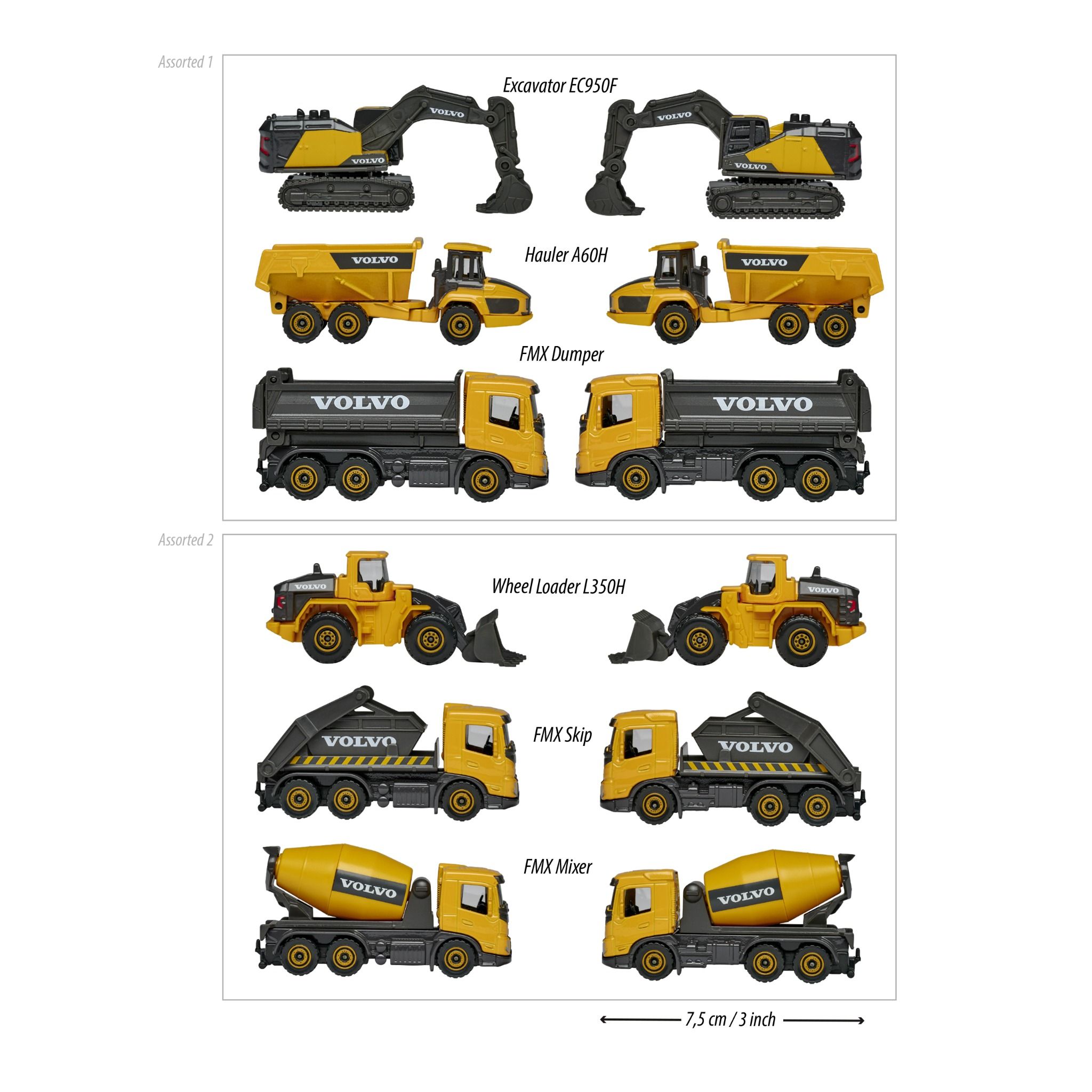 212057284 Bộ 3 Xe Mô Hình Xây Dựng MAJORETTE Volvo 3 Pieces Set