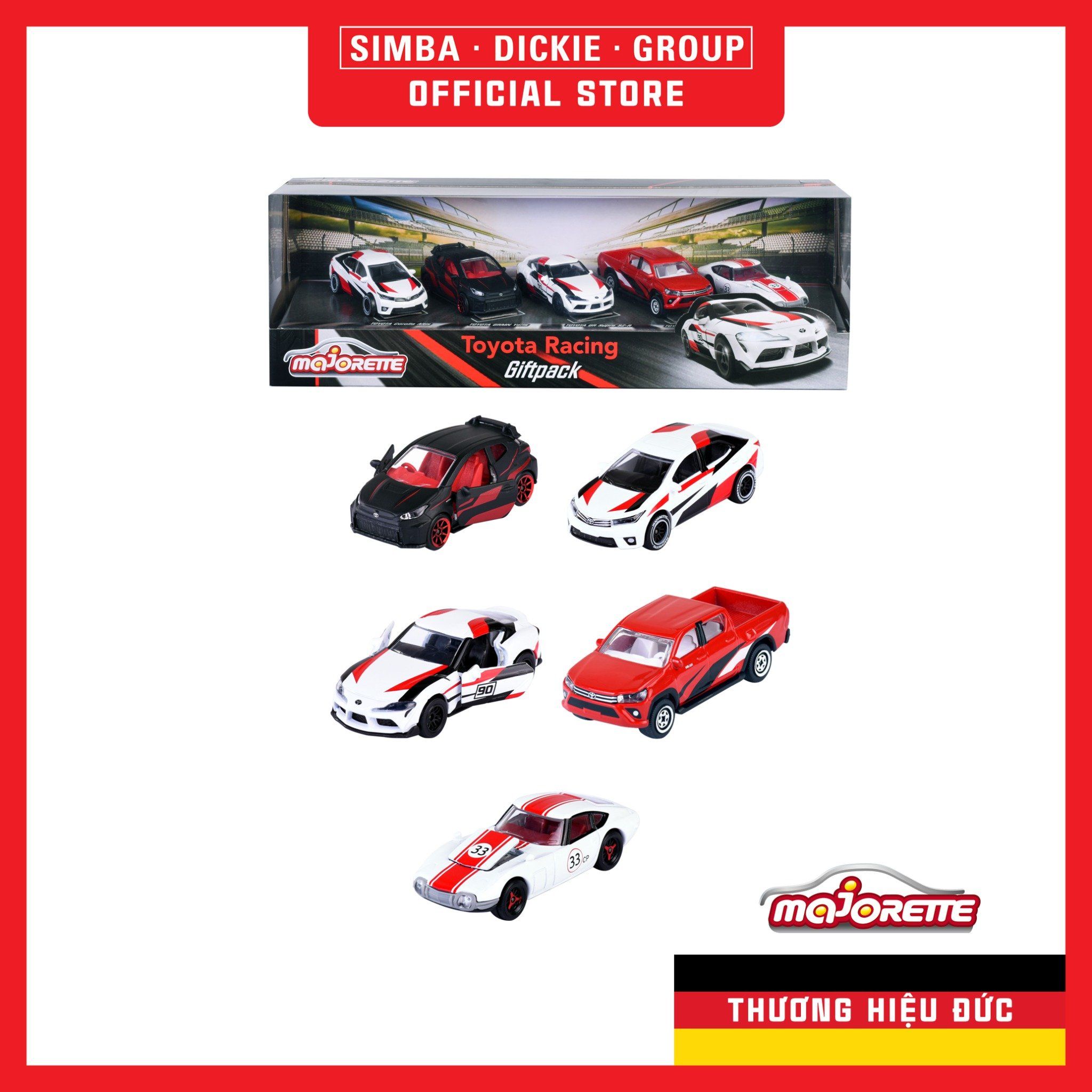 212053189 Bộ 5 Xe Mô Hình MAJORETTE Toyota Racing 5 Pieces Giftpack