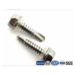 Hex flange drilling screws and washers