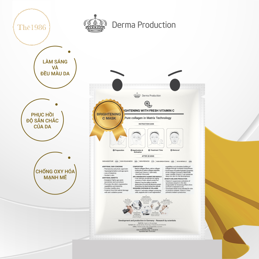 Mặt nạ Bio-Collagen Brightening C Mask dưỡng sáng, đều màu da ( màu vàng)