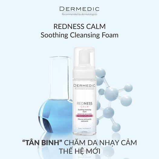  Bọt rửa mặt dành cho da nhạy cảm dễ kích ứng Dermedic Redness Calm Soothing cleansing foam 170ml 