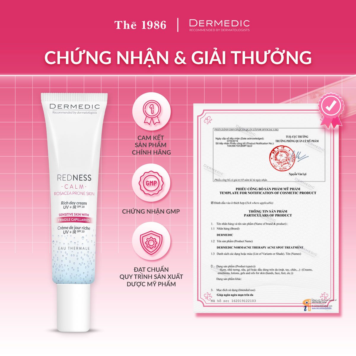  Kem Dưỡng Ban Ngày Phục Hồi Da Nhạy Cảm, Mẩn Đỏ Dermedic Redness Rich Day Cream UV + IR SPF20 40ml 