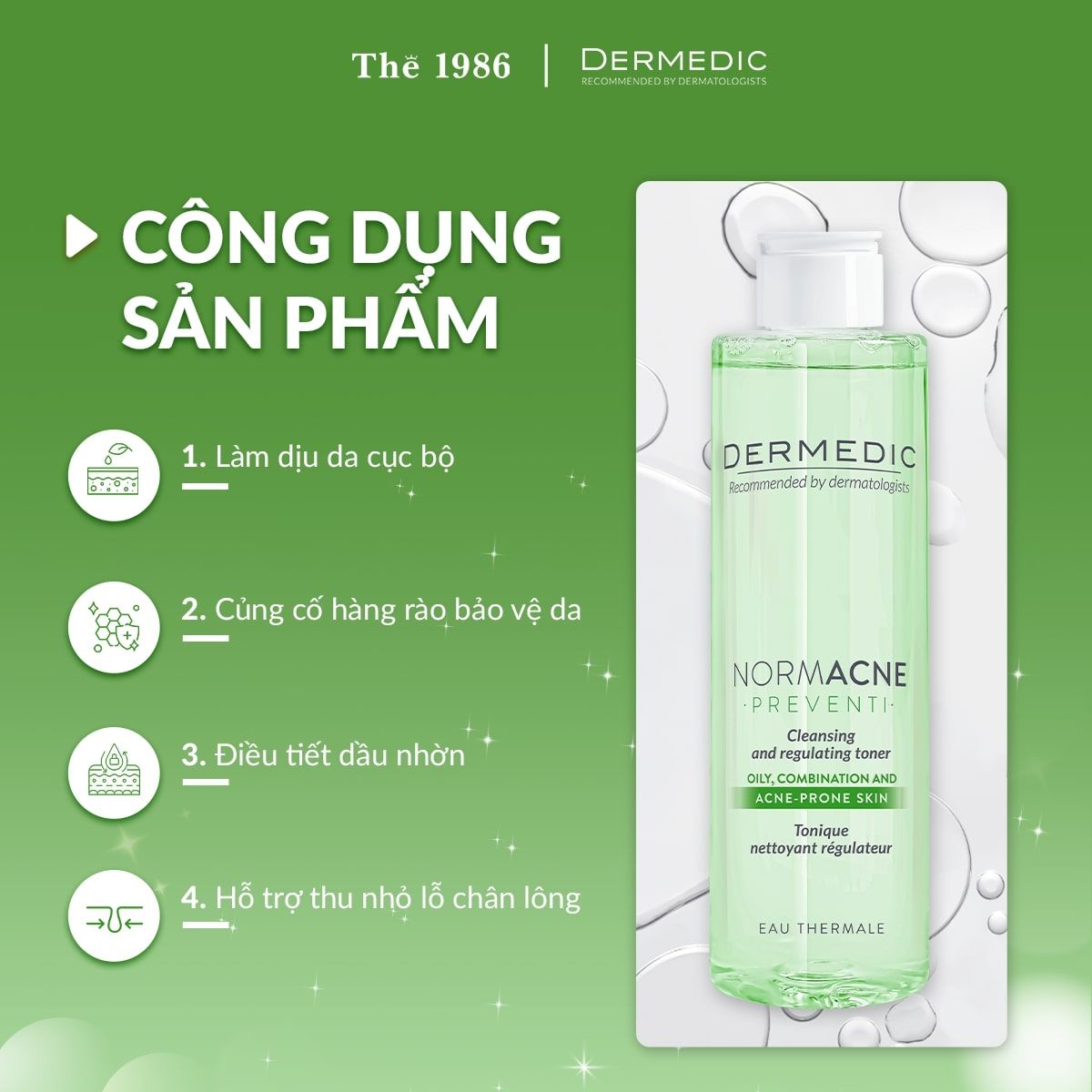  Toner làm sạch dành cho da dầu mụn NORMACNE Cleansing And Regulating Skin Toner 200ml 