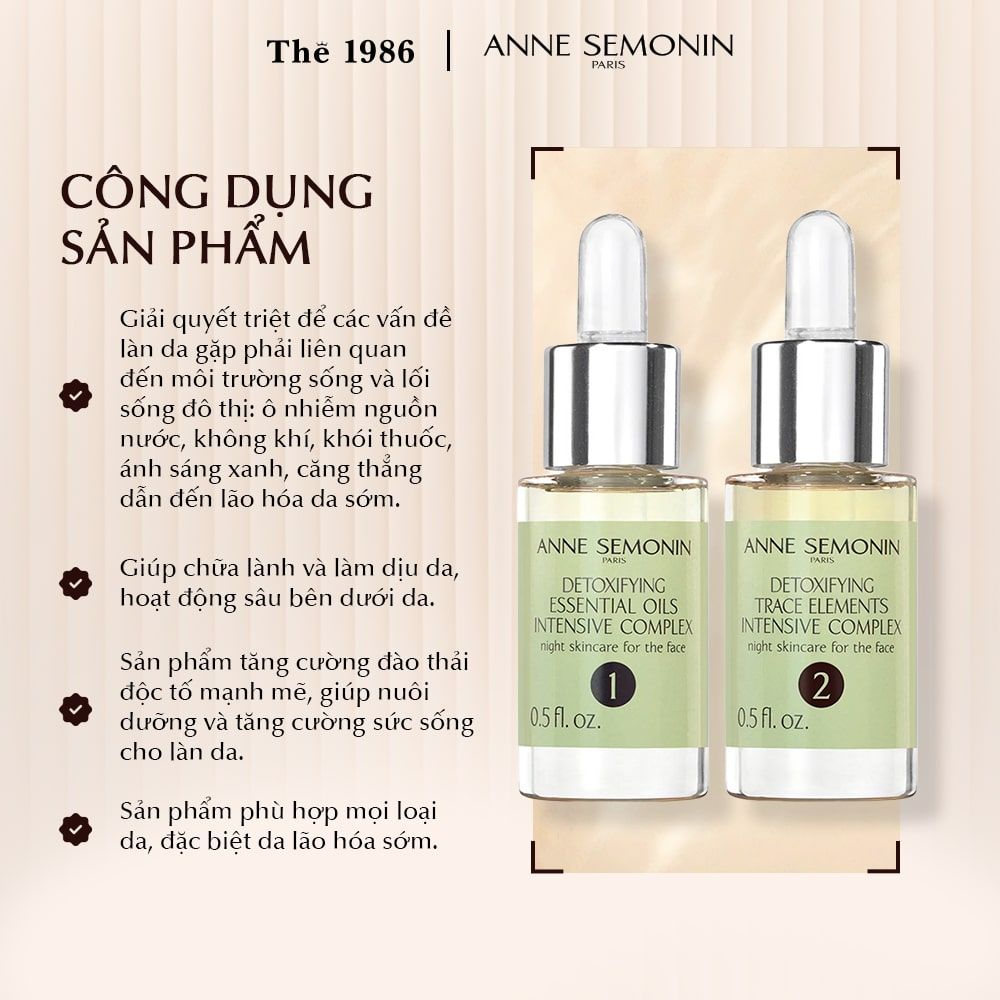  Combo 2 Lọ Serum Phức hợp Anne Semonin chăm sóc da Detoxifying Intensive Complex 15ml 