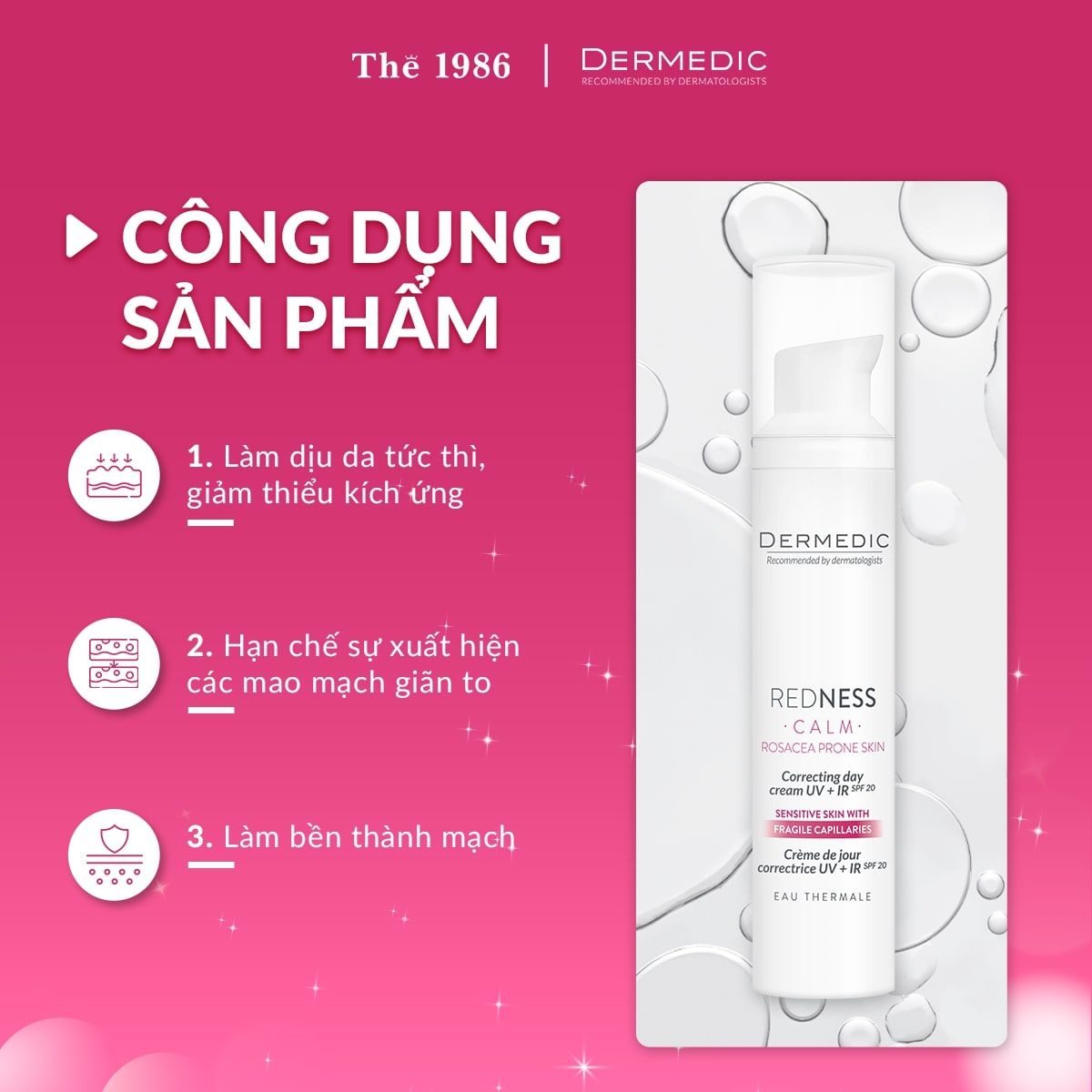  Kem dưỡng da nhạy cảm mẫn đỏ chống lão hóa ban đêm Dermedic Redness Rosacea Prone Skin Anti-Ageing Night Cream 40ml 