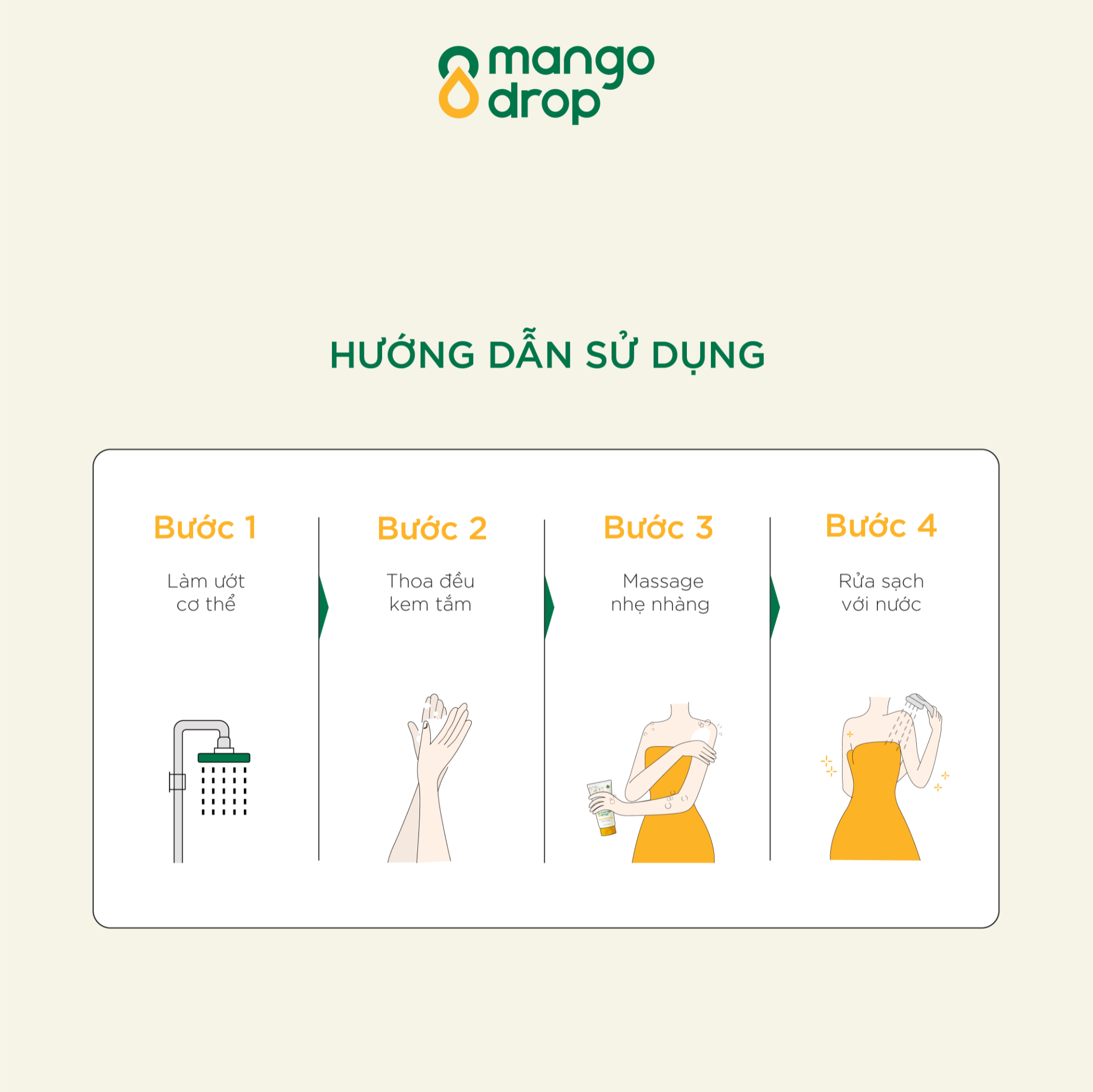 Kem tắm dưỡng trắng cơ thể MangoDrop Body Whitening Shower Cream 200ml
