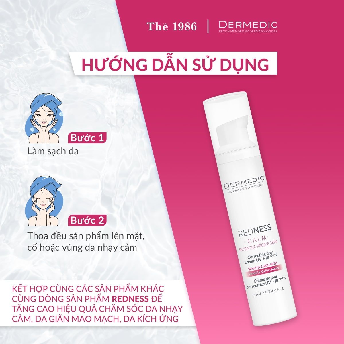  Kem dưỡng da nhạy cảm mẫn đỏ chống lão hóa ban đêm Dermedic Redness Rosacea Prone Skin Anti-Ageing Night Cream 40ml 