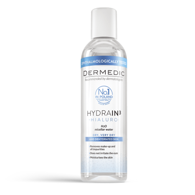 Nước làm sạch 2in1 cho da khô Hydrain3 Hialuro Micellar Water H2O Dermedic 100ml