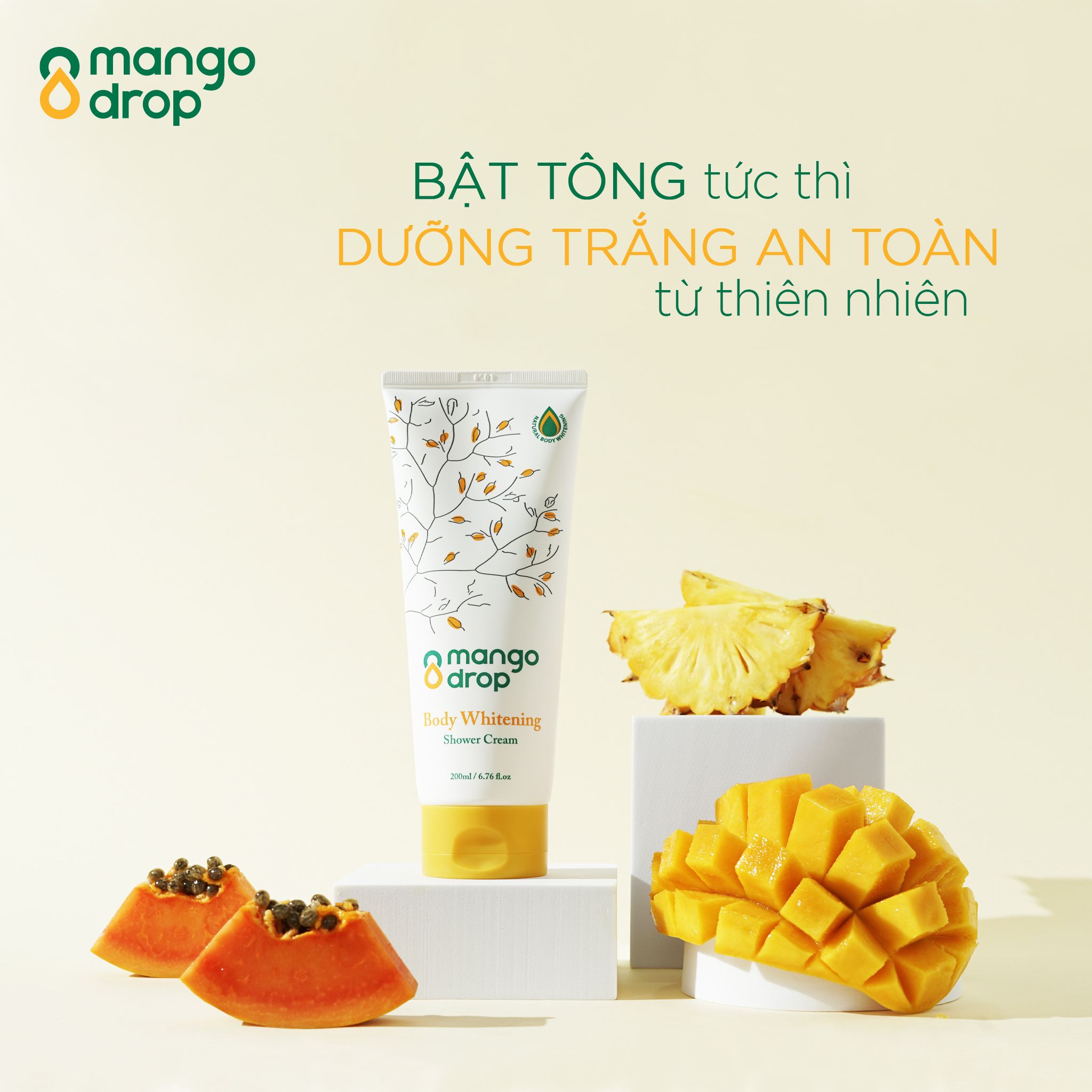 Kem tắm dưỡng trắng cơ thể MangoDrop Body Whitening Shower Cream 200ml