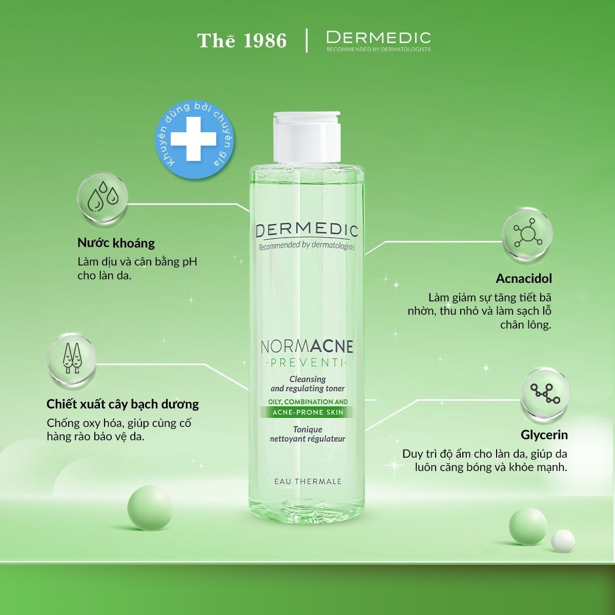  Toner làm sạch dành cho da dầu mụn NORMACNE Cleansing And Regulating Skin Toner 200ml 