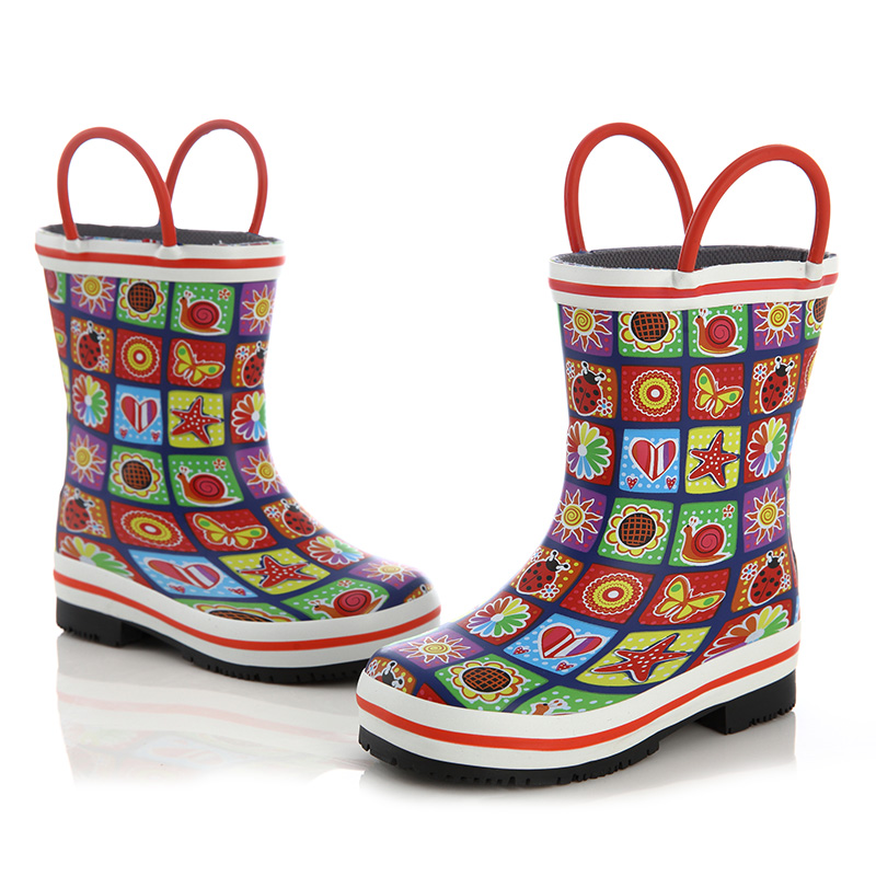 Ủng cao su hình hoa sắc màu - Rubber boots for children - SB021