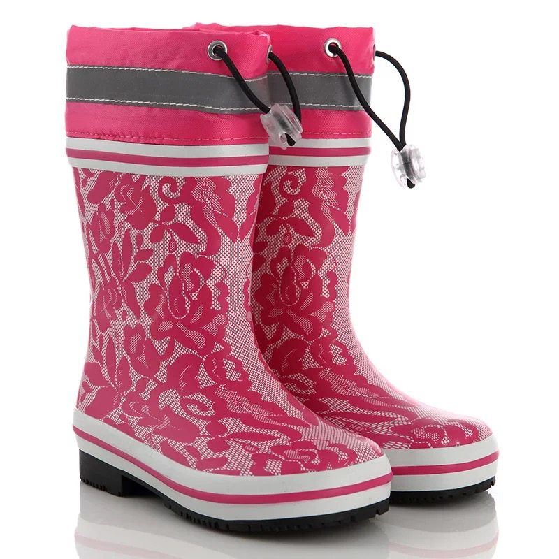 Ủng cao su họa tiết ren hồng - Rubber rainboots for kid - SB026