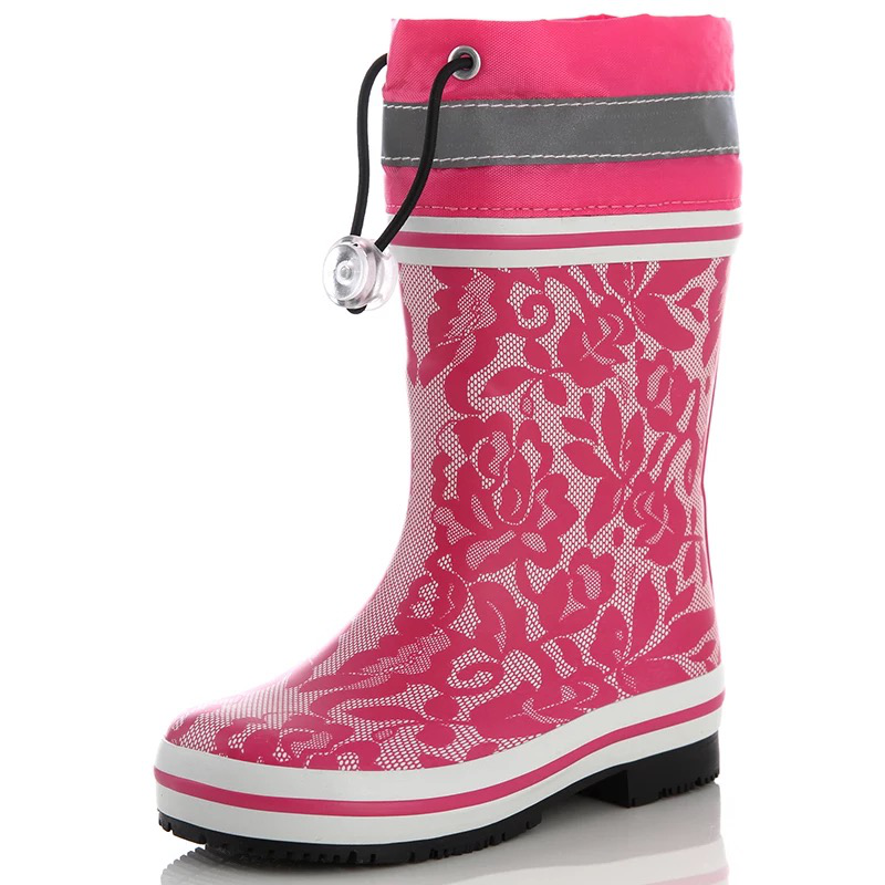 Ủng cao su họa tiết ren hồng - Rubber rainboots for kid - SB026