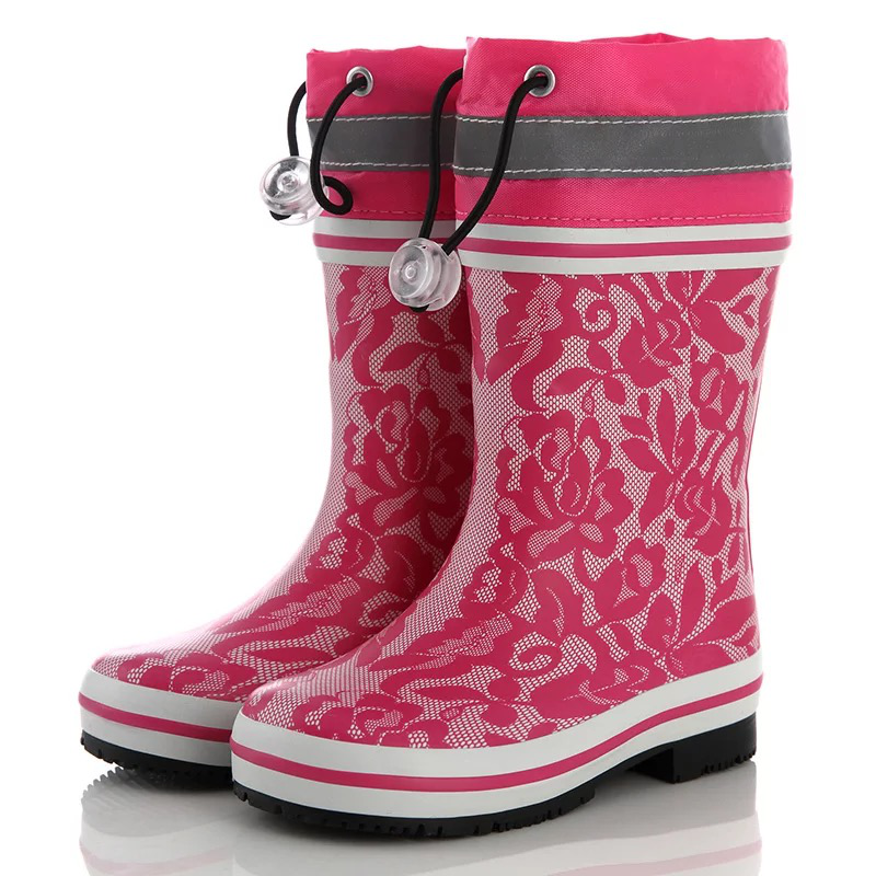 Ủng cao su họa tiết ren hồng - Rubber rainboots for kid - SB026