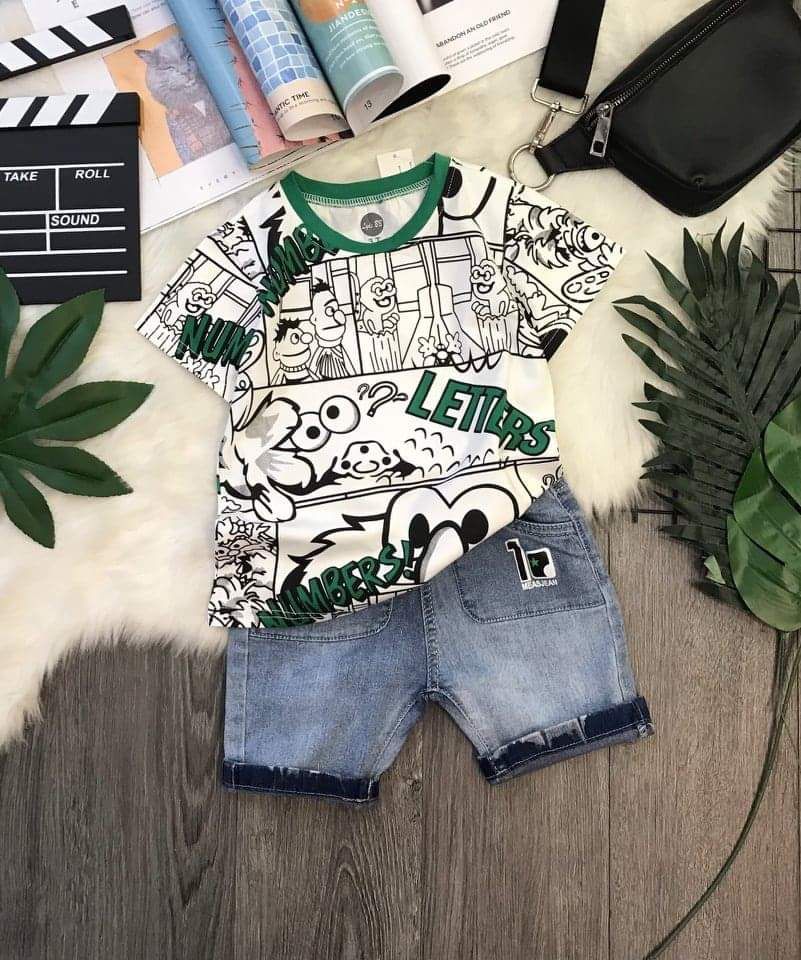 Set jean hoạt hình bé trai