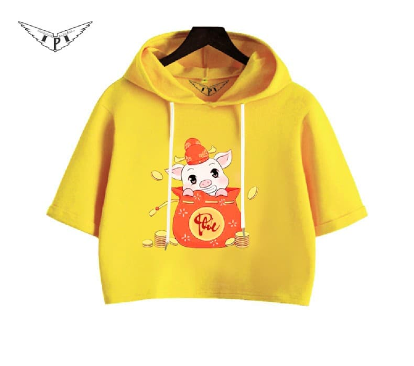 Áo thun hoodie heo bé gái