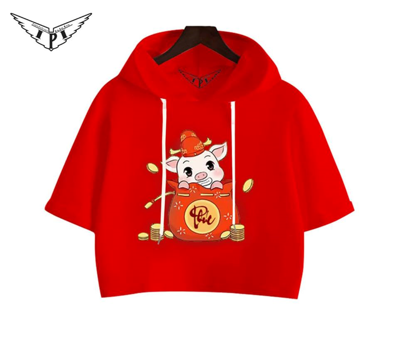 Áo thun hoodie heo bé gái