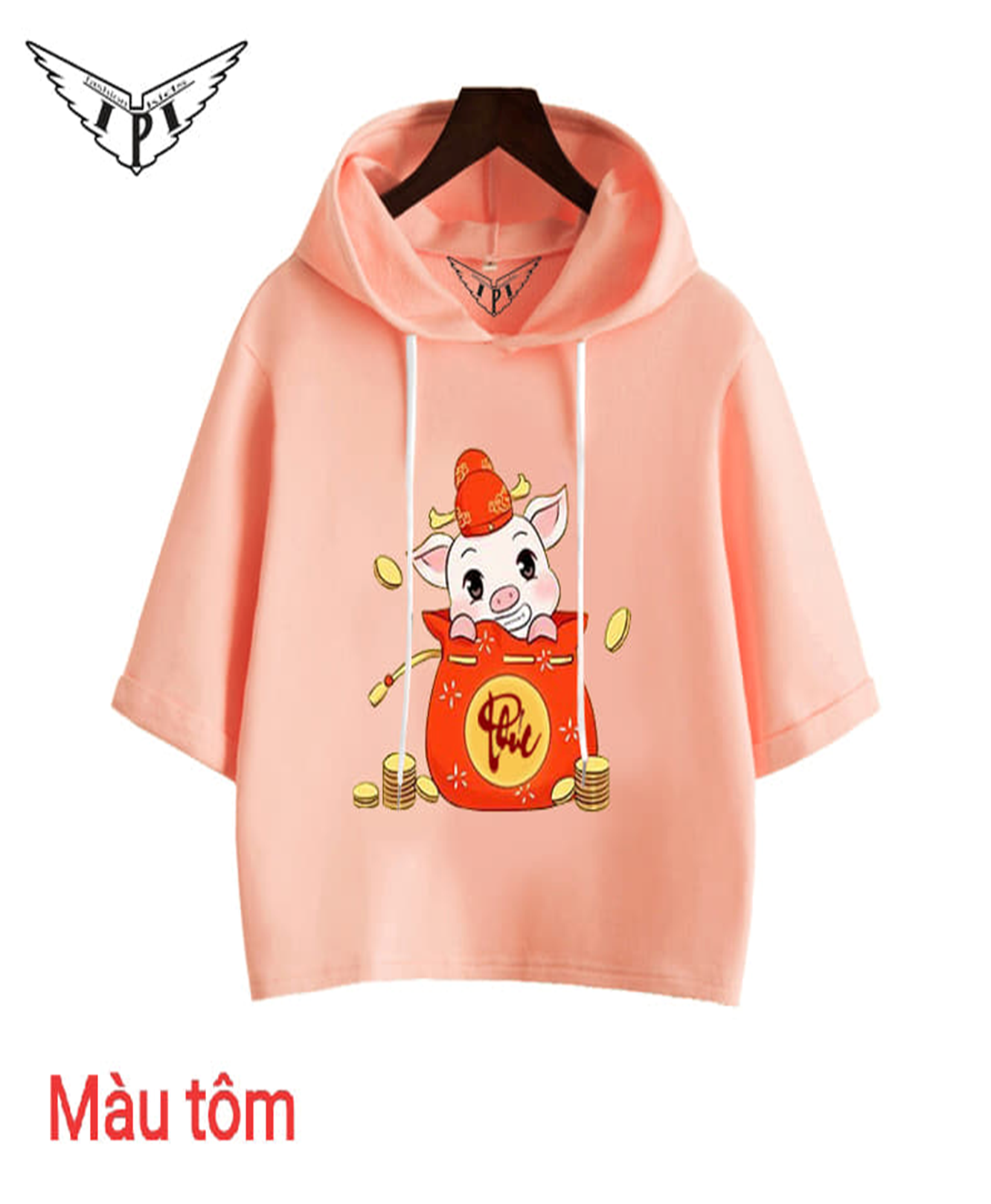 Áo thun hoodie heo bé gái