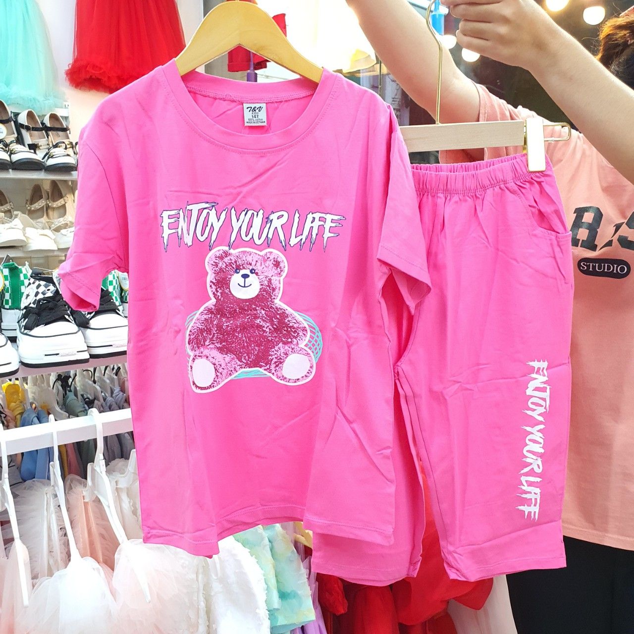 Đồ bộ lửng thun cotton cho bé gái từ 30-55kg