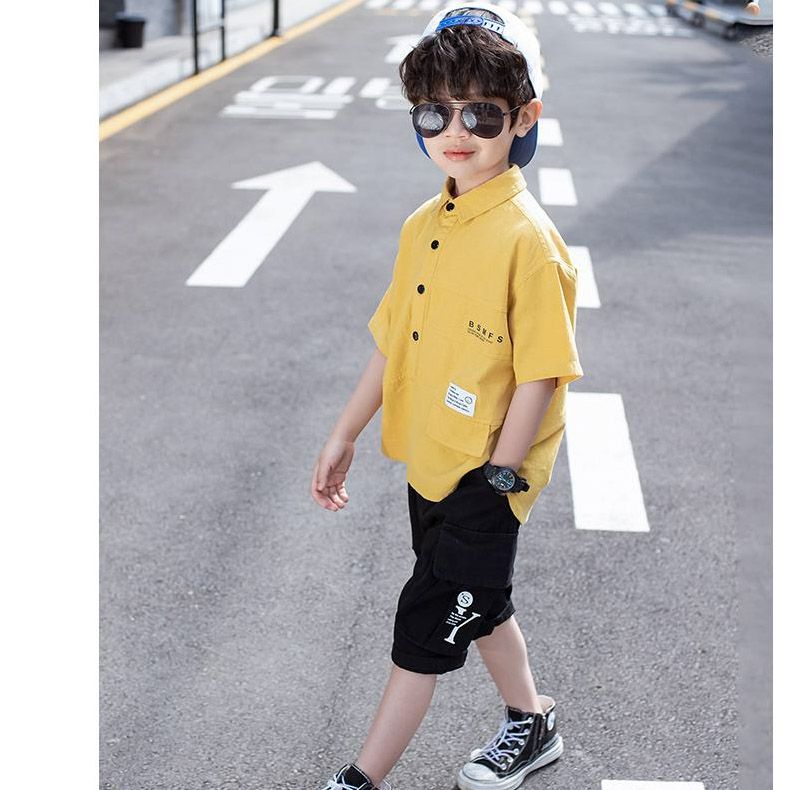 Set sơ mi quần túi hộp bé trai