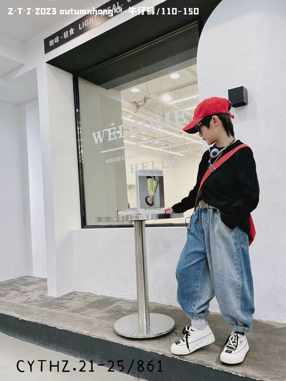 Quần jean cho bé phom baggy túi phối sành điệu (Size 21-25)