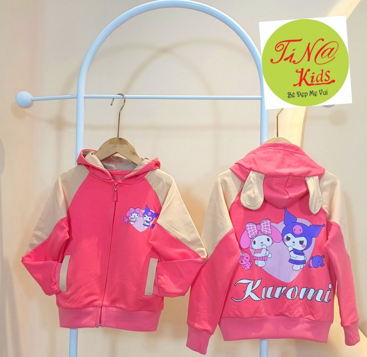 Áo khoác bé gái họa tiết Kuromi tai thỏ dễ thương K07 _ Beekids