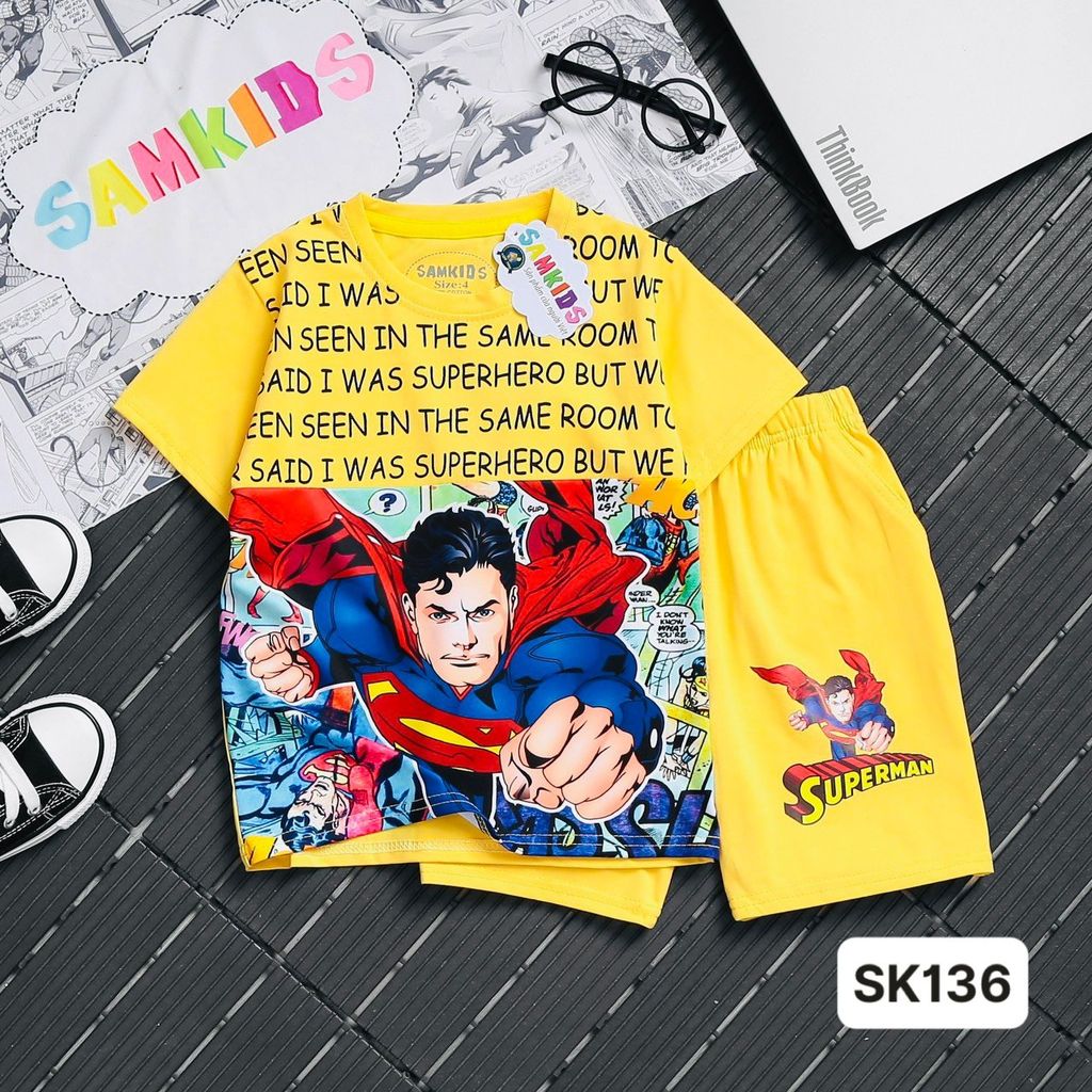Đồ bộ thun cotton bé trai họa tiết Spiderman SK136