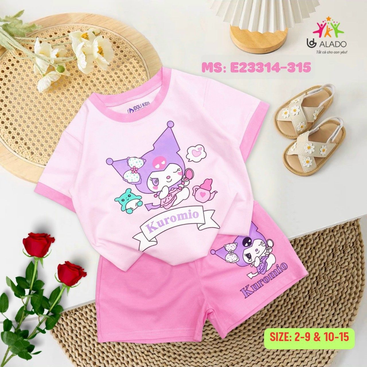 Bộ thun đùi họa tiết Kuromi xinh xắn