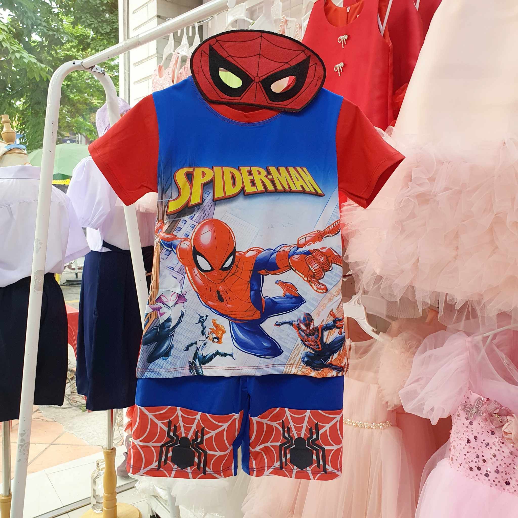 Bộ thun siêu nhân người nhện Spiderman kèm áo choàng và mặt nạ