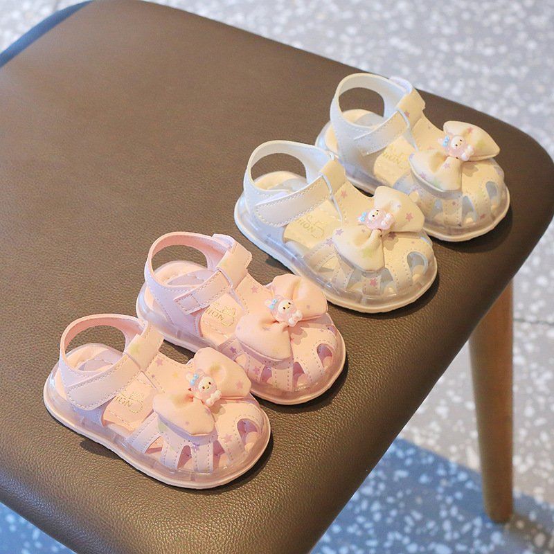  Giày sandal tập đi cho bé gái từ 0 - 3 tuổi đính nơ xinh xắn, đế mềm chống trượt 