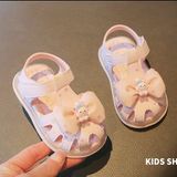  Giày sandal tập đi cho bé gái từ 0 - 3 tuổi đính nơ xinh xắn, đế mềm chống trượt 