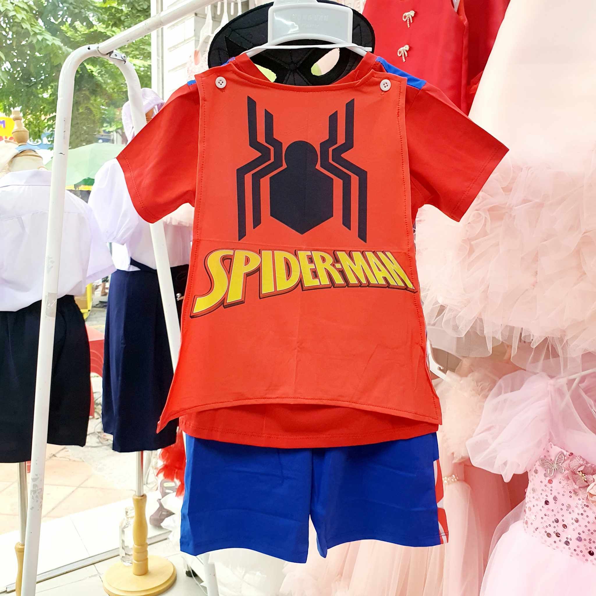 Bộ thun siêu nhân người nhện Spiderman kèm áo choàng và mặt nạ