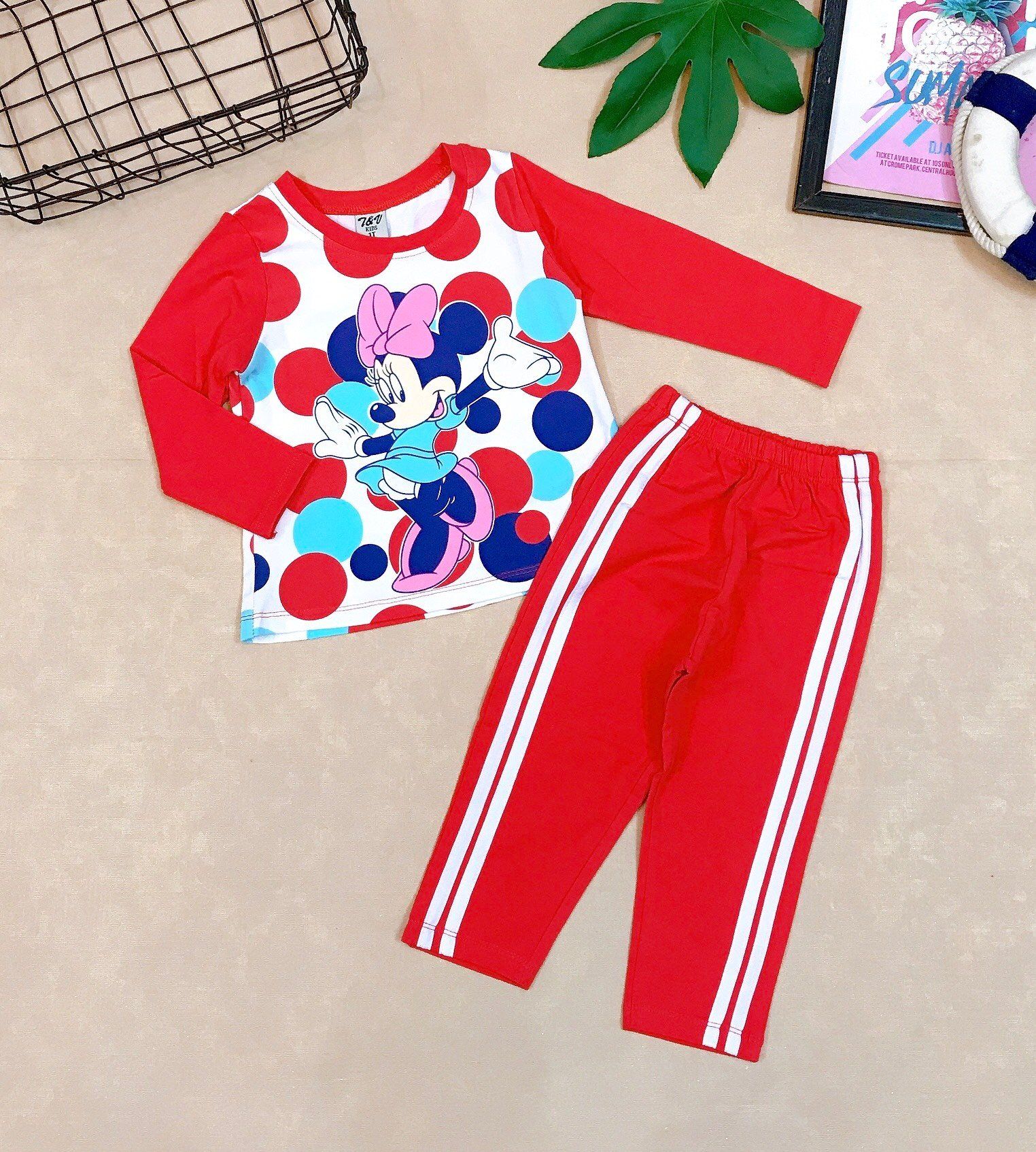 Bộ thun dài tay Mickey bé gái
