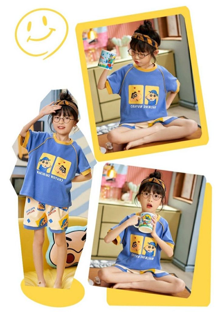 Bộ thun cotton bé gái hình in