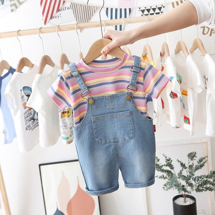 Set yếm jean cánh tiên bé trai và bé gái