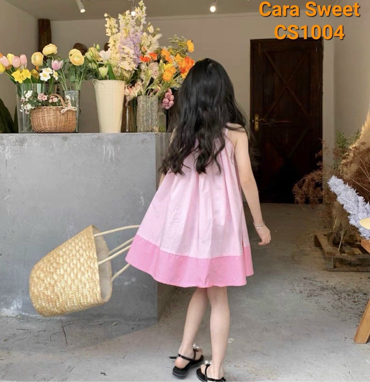 Đầm 2 dây bé gái mặc đi biển in hình nàng tiên cá siêu dễ thương