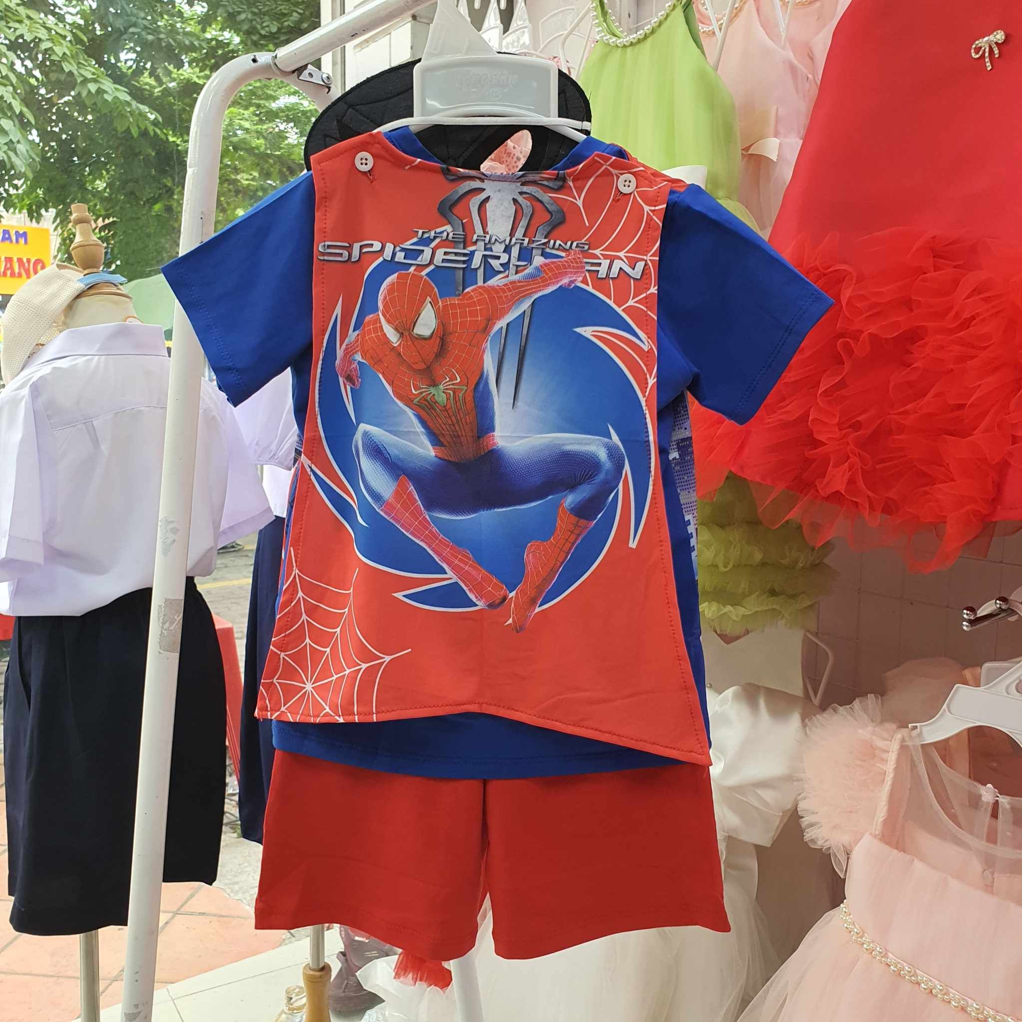 Bộ thun siêu nhân người nhện Spiderman kèm áo choàng và mặt nạ