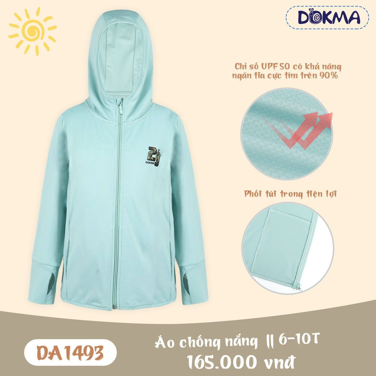 Áo khoác chống nắng chống tia UV cho bé trai và bé gái từ 6 tuổi đến 10 tuổi K12_ Beekids