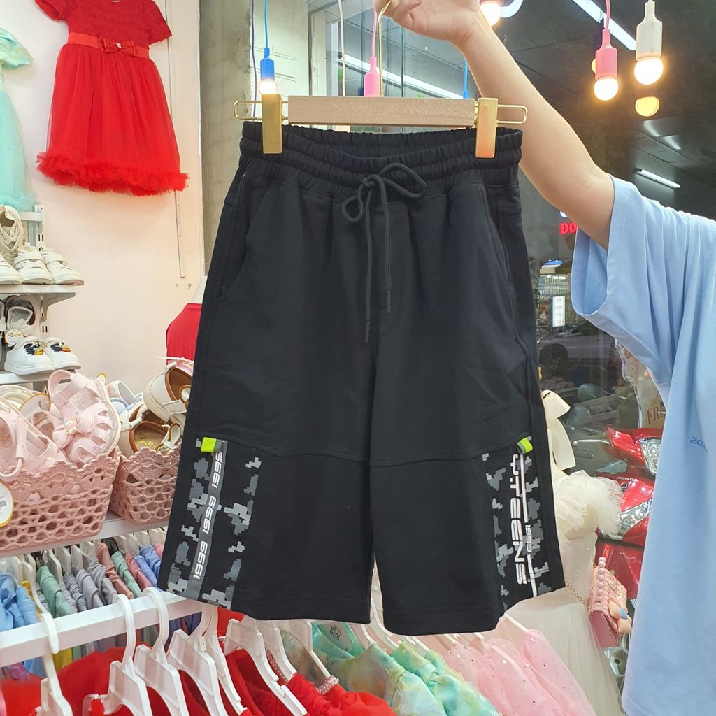 Quần thun tuổi teen dây rút màu đen