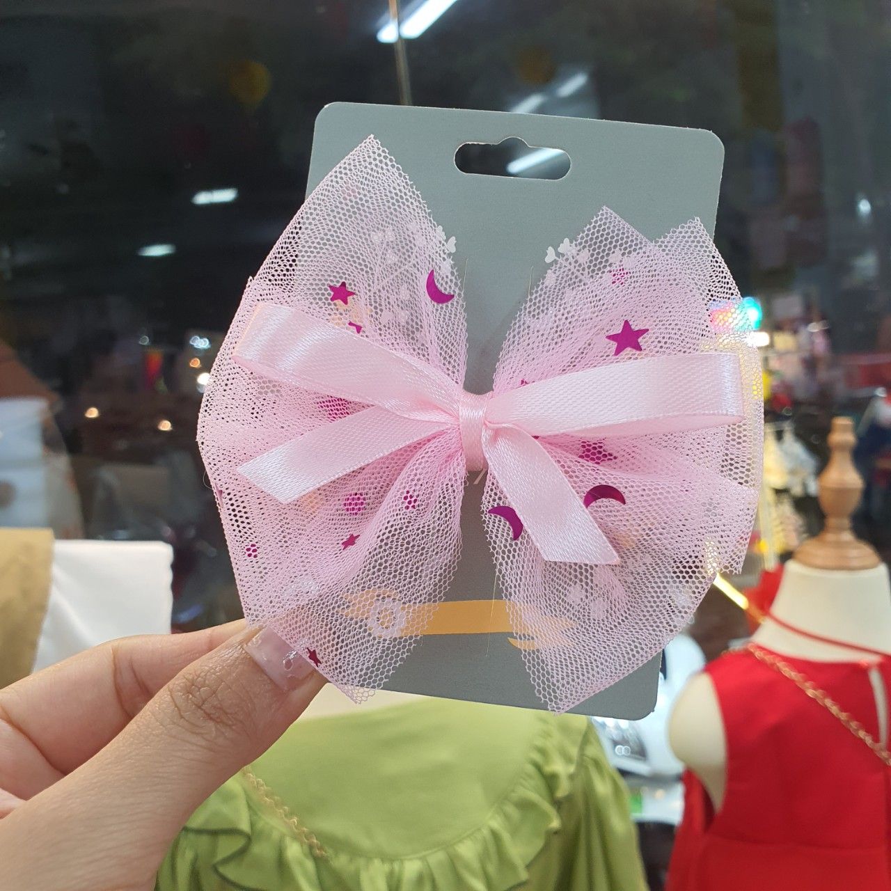 Kẹp tóc cho bé nơ lưới ngôi sao