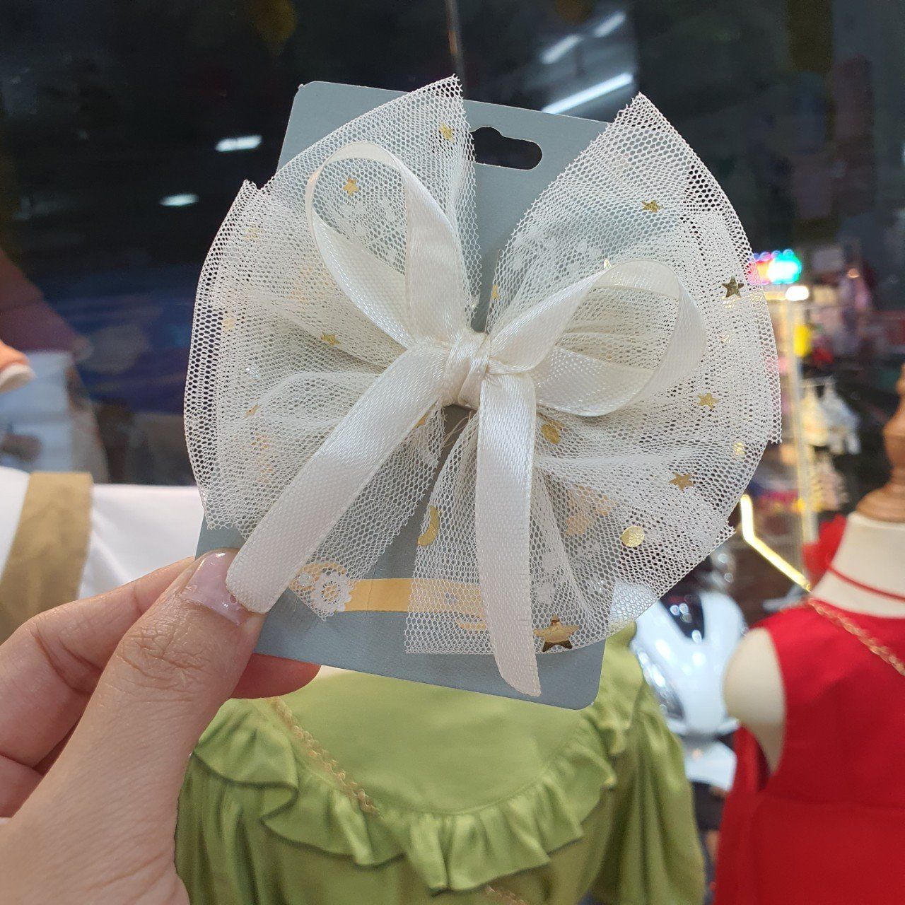 Kẹp tóc cho bé nơ lưới ngôi sao