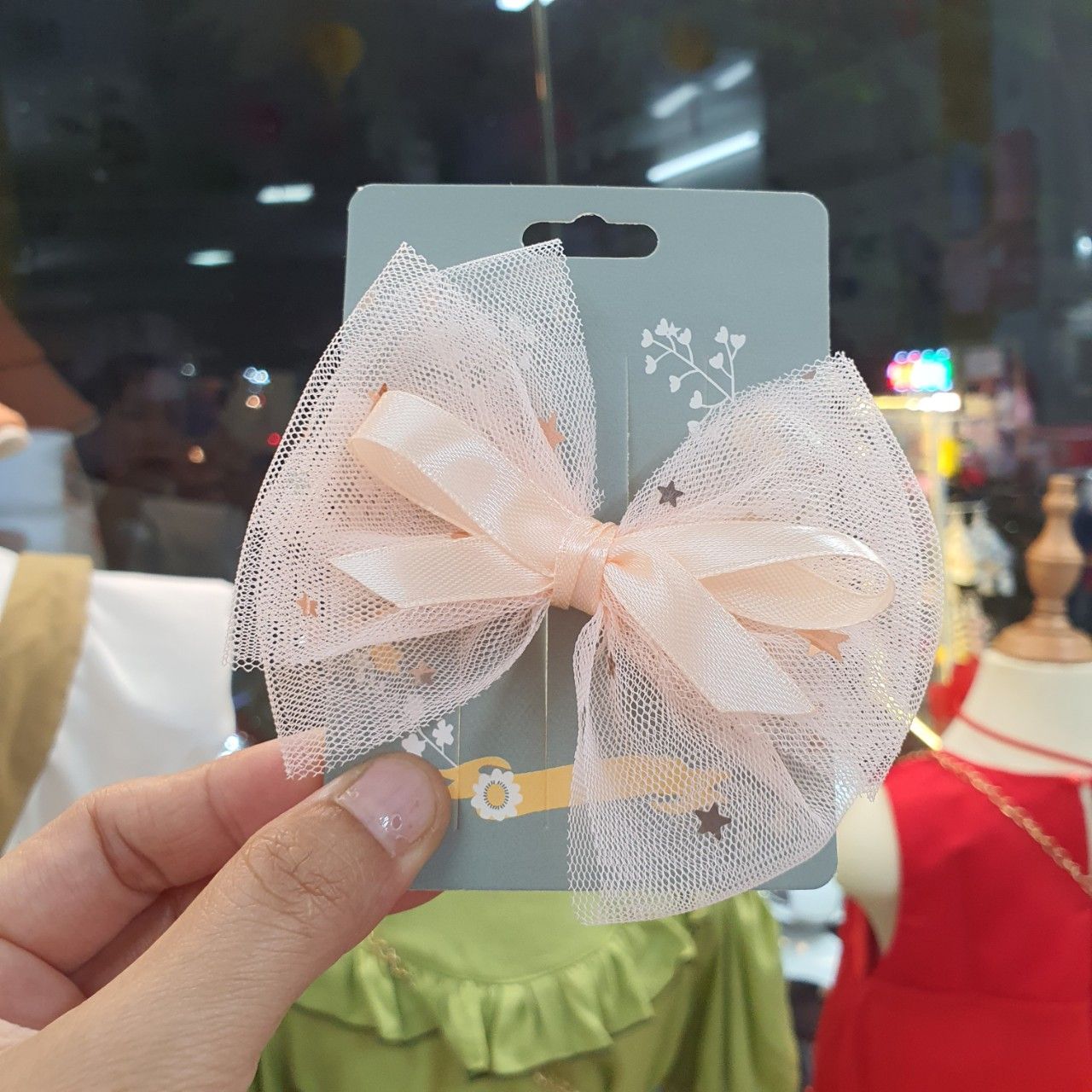 Kẹp tóc cho bé nơ lưới ngôi sao