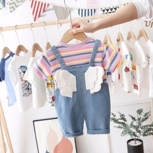 Set yếm jean cánh tiên bé trai và bé gái