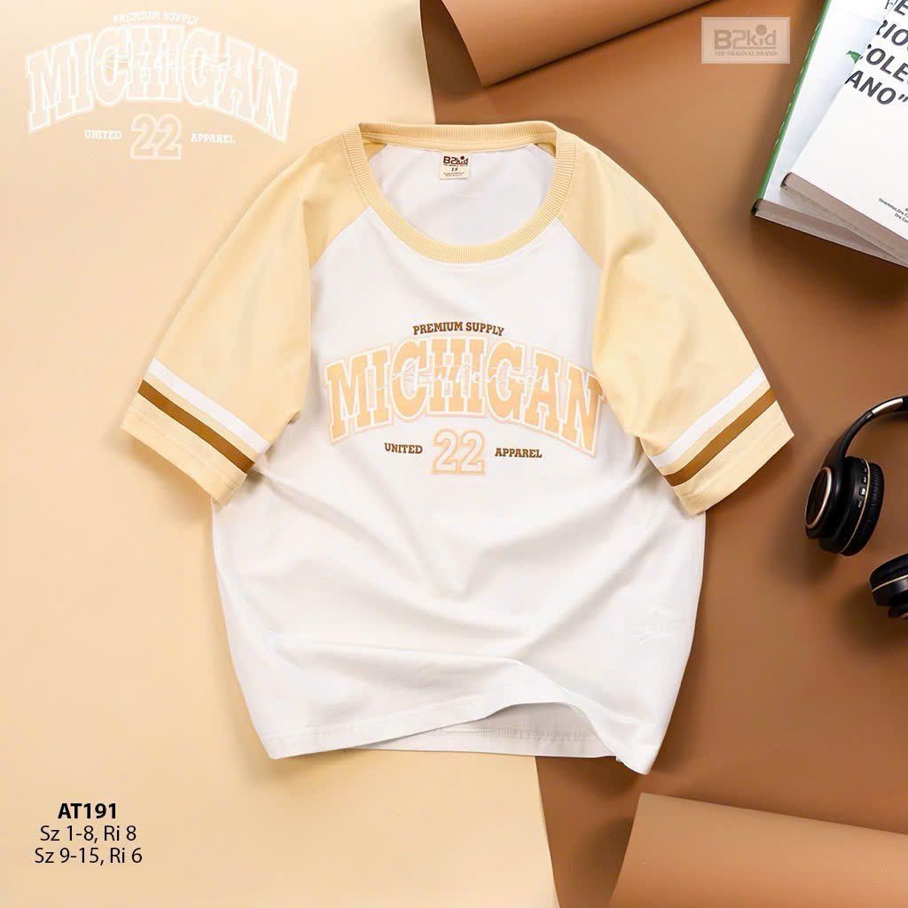 A21 _ Áo thun cho bé in chữ Michigan sành điệu thời trang _ Beekids