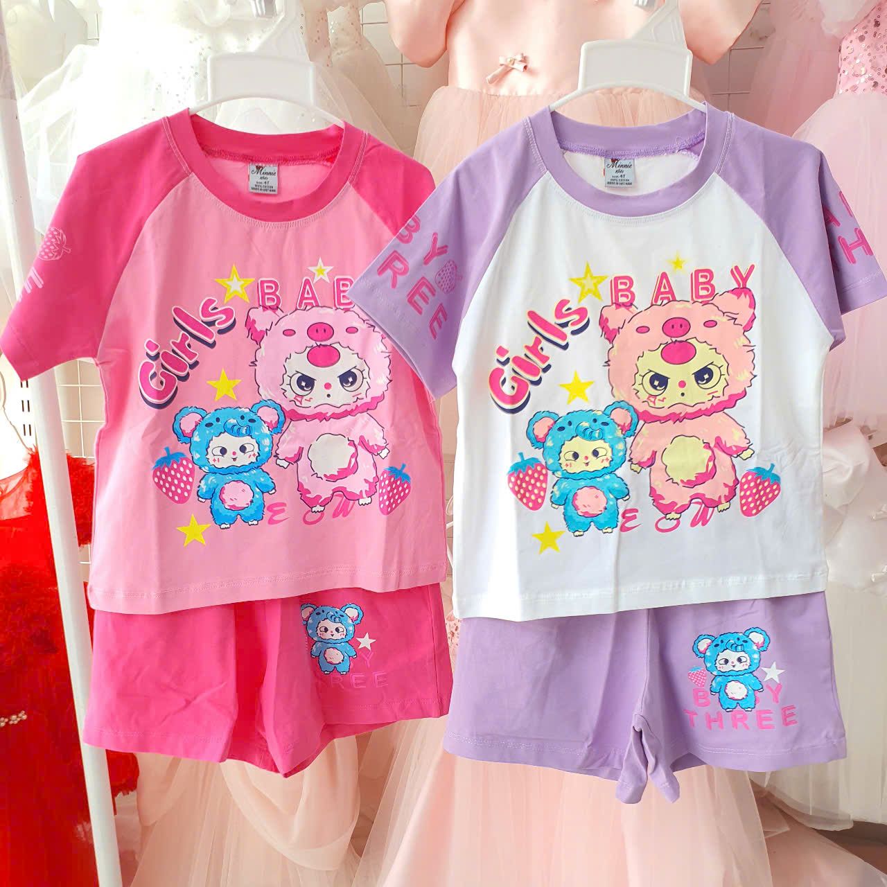 DB09 _ Đồ bộ đùi Baby three cho bé gái chất cotton mềm mát DB09_ Beekids