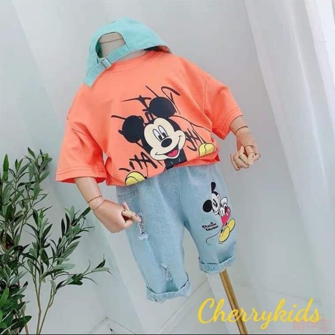 Set Jean Mickey bé gái