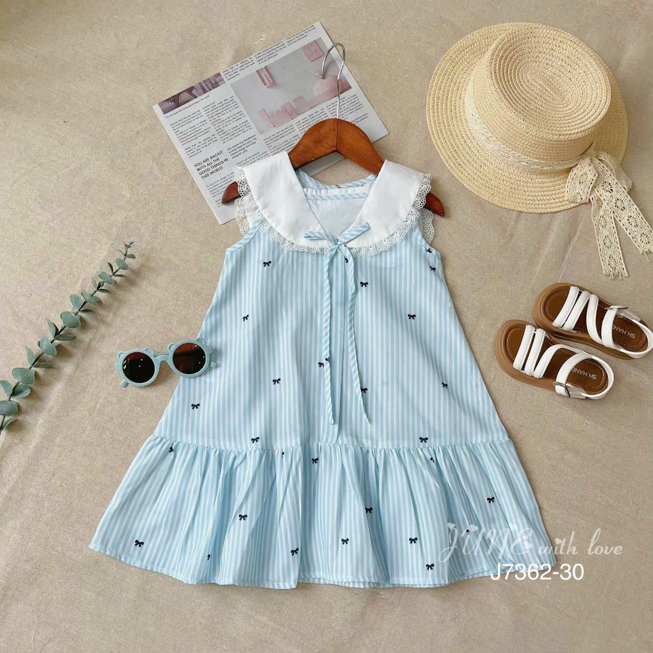 D31 _ Đầm đuôi cá bé gái sát nách cổ viền ren đáng yêu _ Beekids