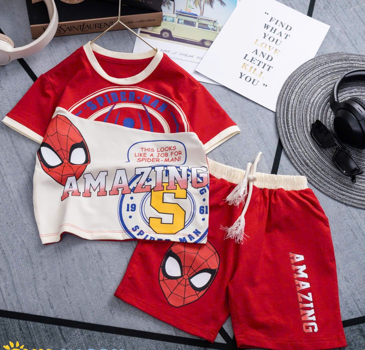 DB17 _ Bộ thun bé trai người nhện chữ Amazing siêu ngầu _ Beekids
